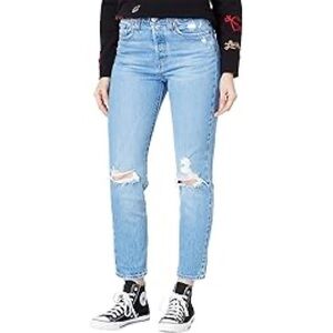 Levi Wedgie High-Rise Icon Distressed Straight leg Jeans - 28